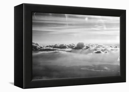 Cloud Formation from Out a Plane Window in Black and White-null-Framed Stretched Canvas