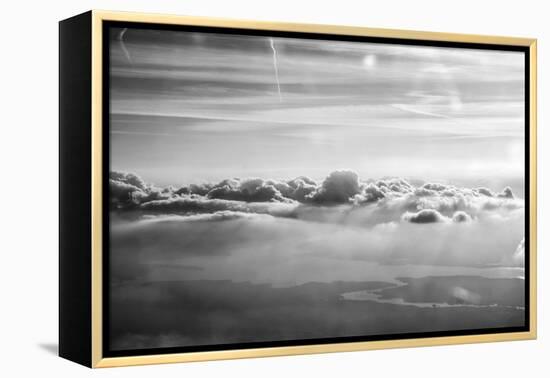 Cloud Formation from Out a Plane Window in Black and White-null-Framed Stretched Canvas