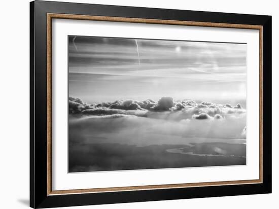 Cloud Formation from Out a Plane Window in Black and White-null-Framed Photo