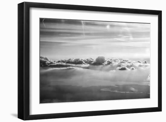 Cloud Formation from Out a Plane Window in Black and White-null-Framed Photo