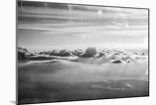 Cloud Formation from Out a Plane Window in Black and White-null-Mounted Photo