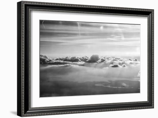 Cloud Formation from Out a Plane Window in Black and White-null-Framed Photo