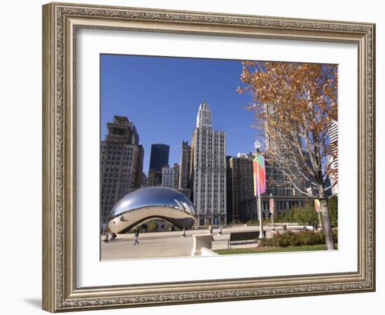 Cloud Gate sculpture in Millennium Park, Chicago, Illinois, USA-Alan Klehr-Framed Photographic Print