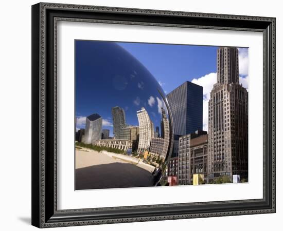 Cloud Gate sculpture in Millennium Park, Chicago, Illinois, USA-Alan Klehr-Framed Photographic Print