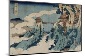 Cloud Hanging Bridge at Mount Gyodo, Ashikaga, from the Series 'Rare Views of Famous Japanese…-Katsushika Hokusai-Mounted Premium Giclee Print