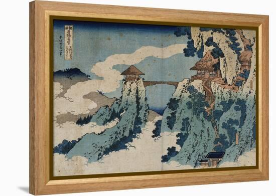 Cloud Hanging Bridge at Mount Gyodo, Ashikaga, from the Series 'Rare Views of Famous Japanese…-Katsushika Hokusai-Framed Premier Image Canvas