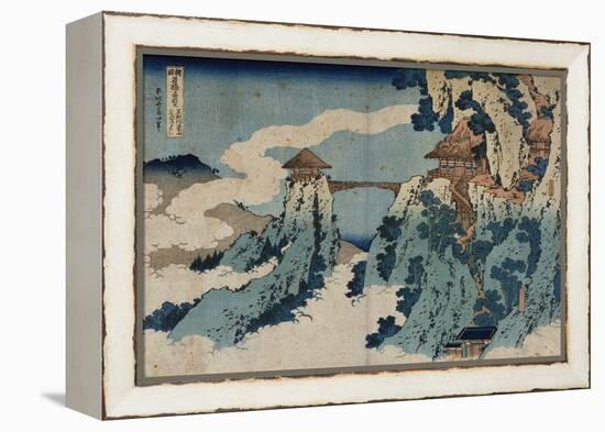 Cloud Hanging Bridge at Mount Gyodo, Ashikaga, from the Series 'Rare Views of Famous Japanese…-Katsushika Hokusai-Framed Premier Image Canvas