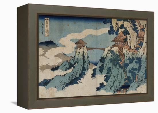 Cloud Hanging Bridge at Mount Gyodo, Ashikaga, from the Series 'Rare Views of Famous Japanese…-Katsushika Hokusai-Framed Premier Image Canvas