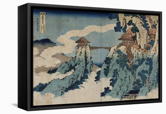 Cloud Hanging Bridge at Mount Gyodo, Ashikaga, from the Series 'Rare Views of Famous Japanese…-Katsushika Hokusai-Framed Premier Image Canvas