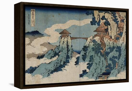 Cloud Hanging Bridge at Mount Gyodo, Ashikaga, from the Series 'Rare Views of Famous Japanese…-Katsushika Hokusai-Framed Premier Image Canvas