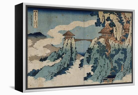 Cloud Hanging Bridge at Mount Gyodo, Ashikaga, from the Series 'Rare Views of Famous Japanese…-Katsushika Hokusai-Framed Premier Image Canvas