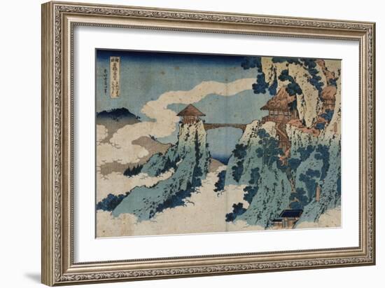 Cloud Hanging Bridge at Mount Gyodo, Ashikaga, from the Series 'Rare Views of Famous Japanese…-Katsushika Hokusai-Framed Giclee Print