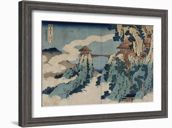 Cloud Hanging Bridge at Mount Gyodo, Ashikaga, from the Series 'Rare Views of Famous Japanese…-Katsushika Hokusai-Framed Giclee Print