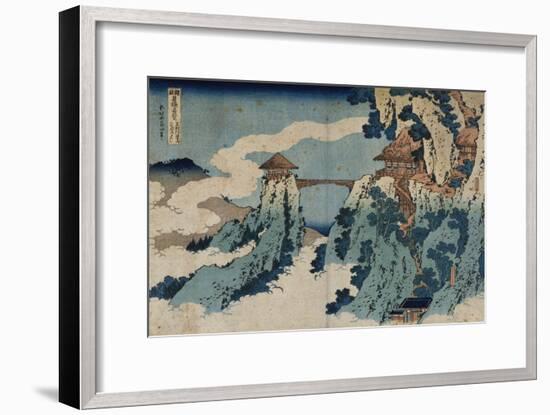 Cloud Hanging Bridge at Mount Gyodo, Ashikaga, from the Series 'Rare Views of Famous Japanese…-Katsushika Hokusai-Framed Giclee Print