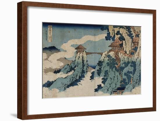 Cloud Hanging Bridge at Mount Gyodo, Ashikaga, from the Series 'Rare Views of Famous Japanese…-Katsushika Hokusai-Framed Giclee Print