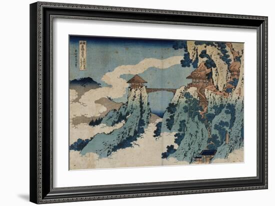 Cloud Hanging Bridge at Mount Gyodo, Ashikaga, from the Series 'Rare Views of Famous Japanese…-Katsushika Hokusai-Framed Giclee Print