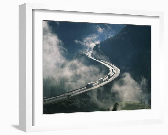 Cloud on Either Side of Elevated Road at the Brenner Pass in Austria, Europe-Rainford Roy-Framed Photographic Print