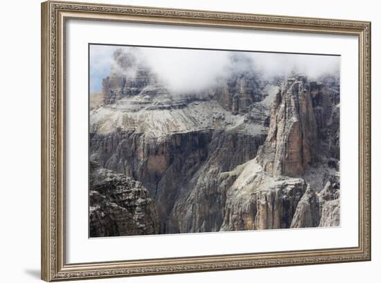 Cloud on the Dramatic Sass Pordoi Mountain in the Dolomites Near Canazei-Martin Child-Framed Photographic Print