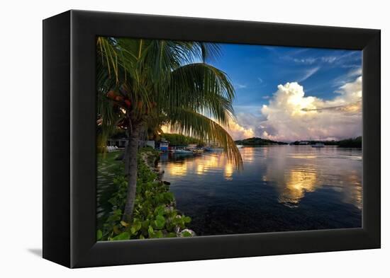 Cloud Reflection, La Parguera, Puerto Rico-George Oze-Framed Premier Image Canvas