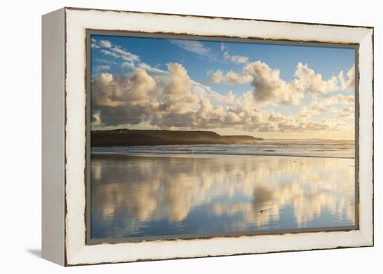 Cloud Reflections at Constantine Bay at Sunset, Cornwall, England, United Kingdom, Europe-Matthew-Framed Premier Image Canvas