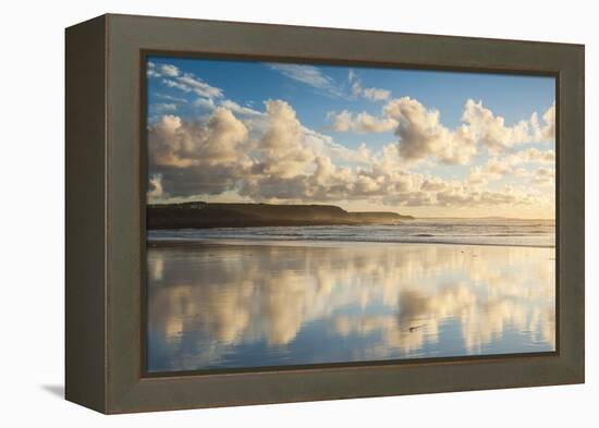 Cloud Reflections at Constantine Bay at Sunset, Cornwall, England, United Kingdom, Europe-Matthew-Framed Premier Image Canvas