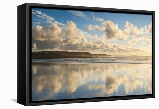 Cloud Reflections at Constantine Bay at Sunset, Cornwall, England, United Kingdom, Europe-Matthew-Framed Premier Image Canvas