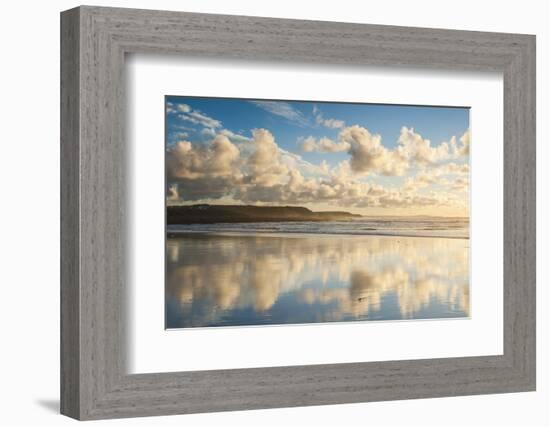 Cloud Reflections at Constantine Bay at Sunset, Cornwall, England, United Kingdom, Europe-Matthew-Framed Photographic Print