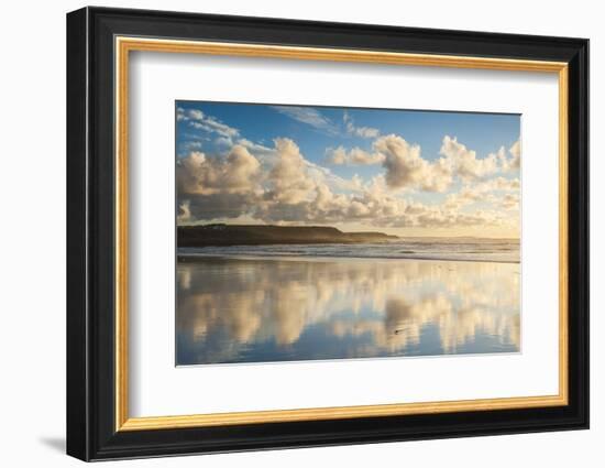 Cloud Reflections at Constantine Bay at Sunset, Cornwall, England, United Kingdom, Europe-Matthew-Framed Photographic Print