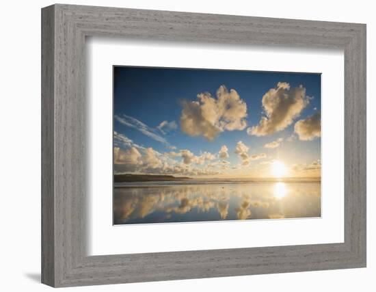 Cloud Reflections at Constantine Bay at Sunset, Cornwall, England, United Kingdom, Europe-Matthew-Framed Photographic Print