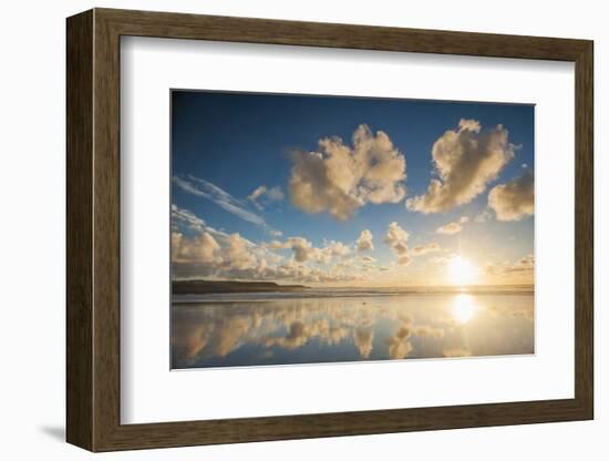 Cloud Reflections at Constantine Bay at Sunset, Cornwall, England, United Kingdom, Europe-Matthew-Framed Photographic Print