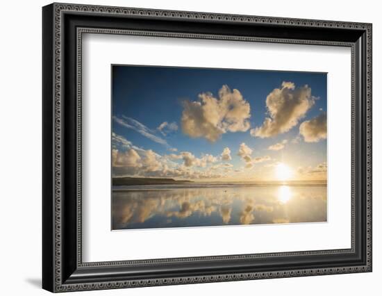 Cloud Reflections at Constantine Bay at Sunset, Cornwall, England, United Kingdom, Europe-Matthew-Framed Photographic Print