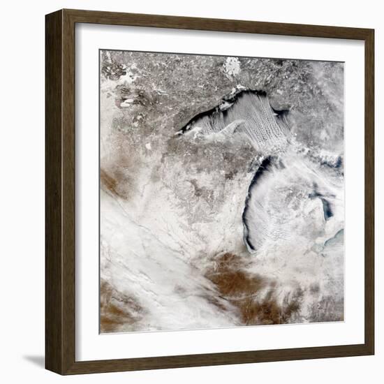 Cloud Streets over Lake Superior and Lake Michigan-Stocktrek Images-Framed Photographic Print