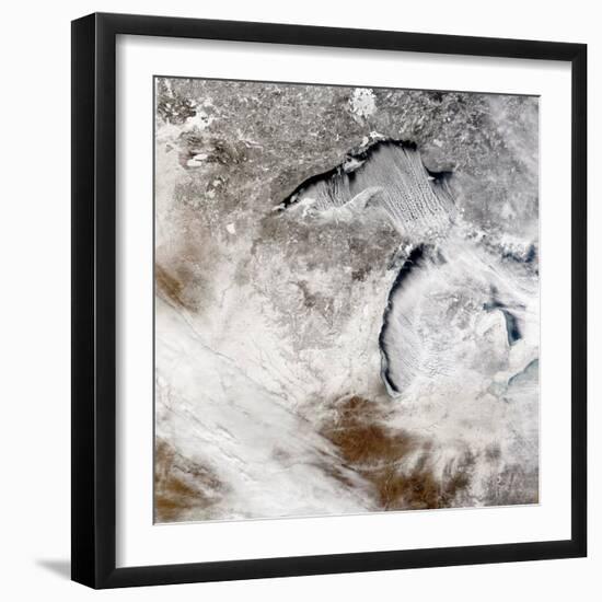Cloud Streets over Lake Superior and Lake Michigan-Stocktrek Images-Framed Photographic Print