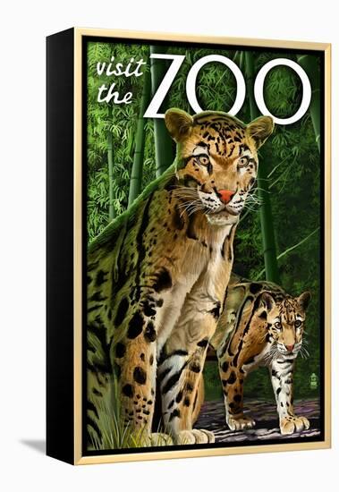 Clouded Leopard - Visit the Zoo-Lantern Press-Framed Stretched Canvas