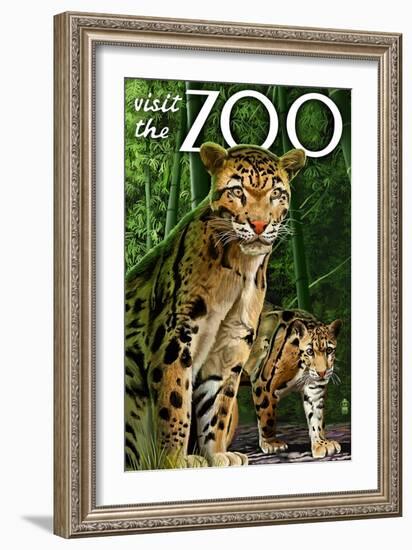 Clouded Leopard - Visit the Zoo-Lantern Press-Framed Art Print