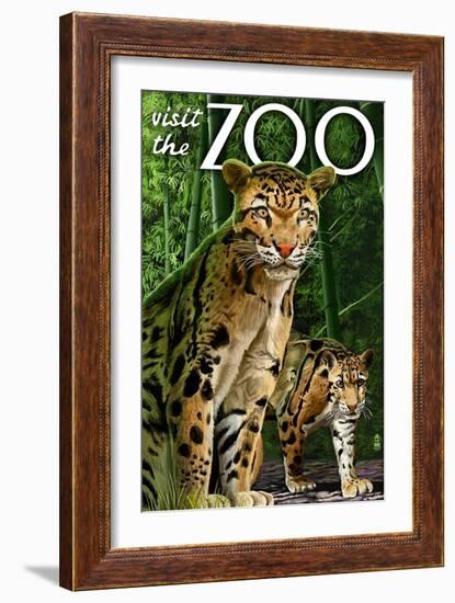 Clouded Leopard - Visit the Zoo-Lantern Press-Framed Art Print