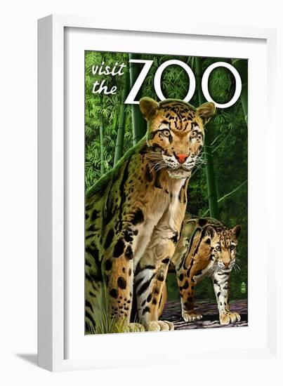 Clouded Leopard - Visit the Zoo-Lantern Press-Framed Art Print