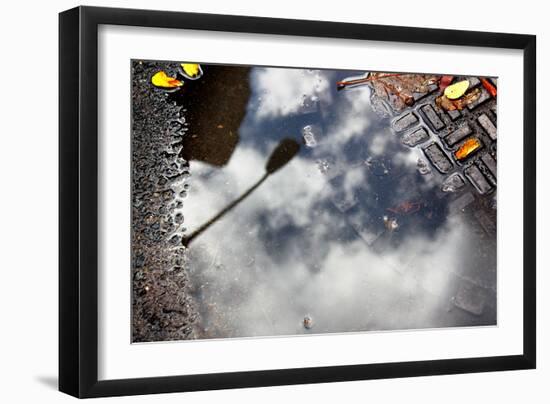 Clouds and Street Lamp Reflection-null-Framed Photo