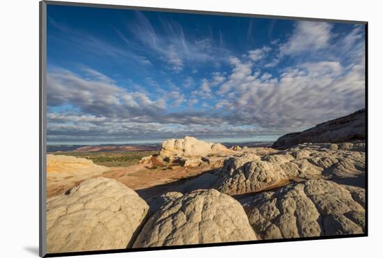 Clouds and textured sandstone landscape, Vermillion Cliffs, White Pocket wilderness, Bureau of Land-Howie Garber-Mounted Photographic Print