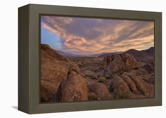 Clouds at Dawn over the Rock Formations, Alabama Hills, Inyo National Forest-James Hager-Framed Premier Image Canvas