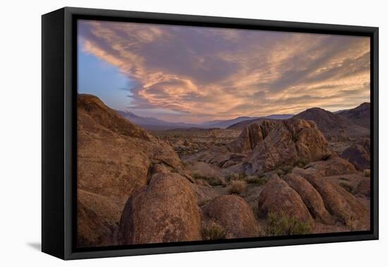 Clouds at Dawn over the Rock Formations, Alabama Hills, Inyo National Forest-James Hager-Framed Premier Image Canvas