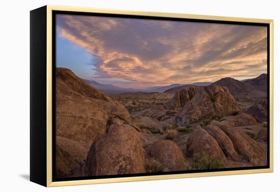 Clouds at Dawn over the Rock Formations, Alabama Hills, Inyo National Forest-James Hager-Framed Premier Image Canvas