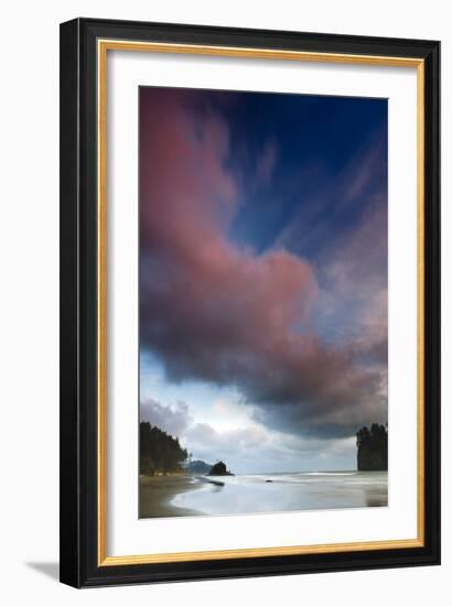 Clouds Glow Pink At Sunset On Second Beach In Olympic National Park Washington-Jay Goodrich-Framed Photographic Print