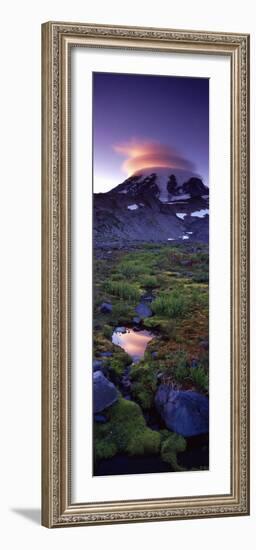 Clouds over a Snowcapped Mountain, Mt Rainier, Washington State, USA-null-Framed Photographic Print