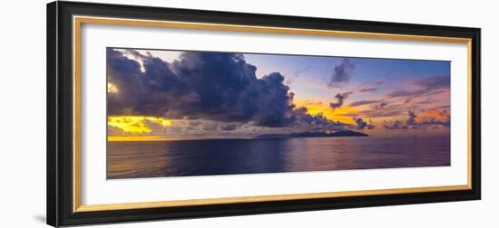 Clouds over the Pacific Ocean at sunrise, Moorea, Tahiti, French Polynesia-Panoramic Images-Framed Photographic Print