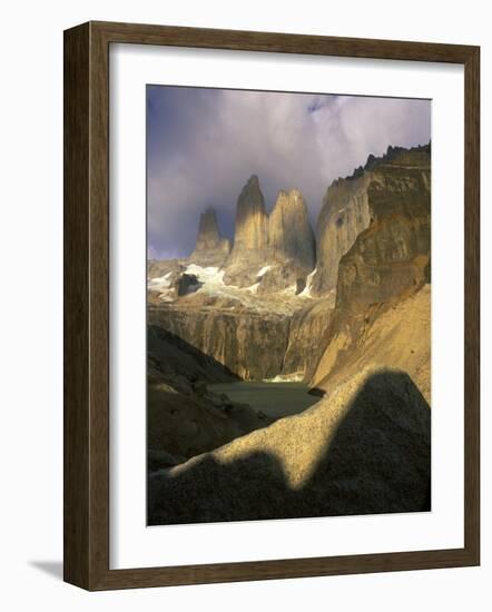 Clouds over Torres del Paine Mountains, Patagonia, Chile-Janis Miglavs-Framed Photographic Print