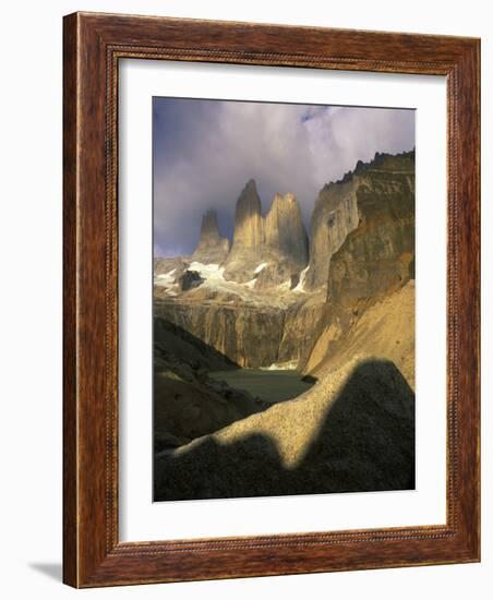 Clouds over Torres del Paine Mountains, Patagonia, Chile-Janis Miglavs-Framed Photographic Print