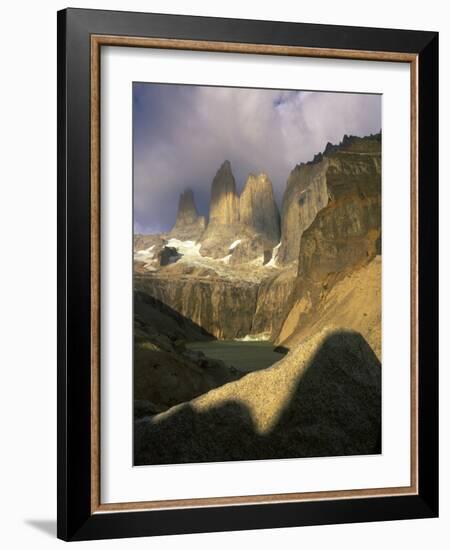 Clouds over Torres del Paine Mountains, Patagonia, Chile-Janis Miglavs-Framed Photographic Print