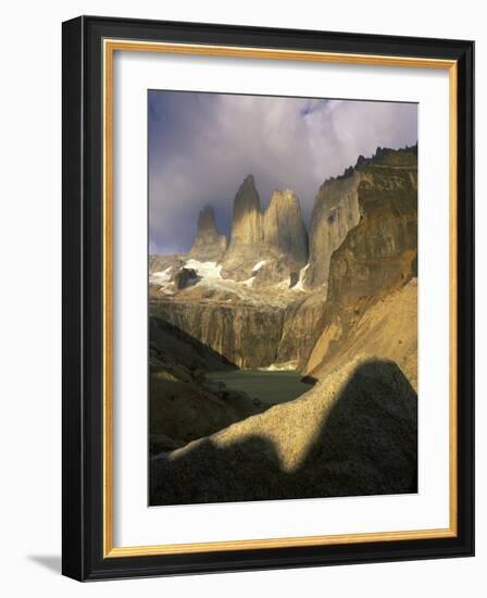 Clouds over Torres del Paine Mountains, Patagonia, Chile-Janis Miglavs-Framed Photographic Print