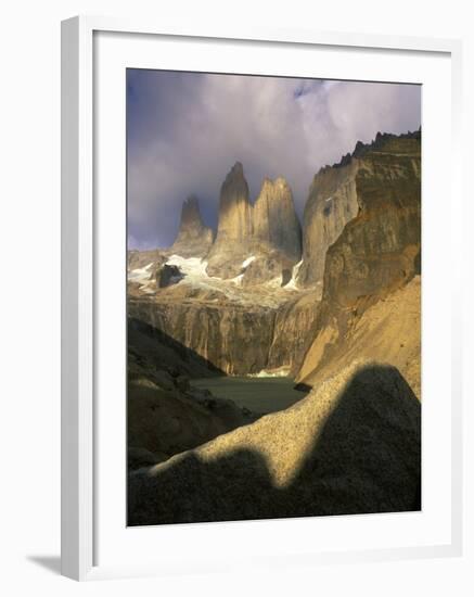 Clouds over Torres del Paine Mountains, Patagonia, Chile-Janis Miglavs-Framed Photographic Print